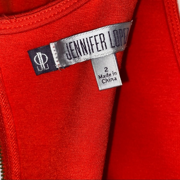 Jennifer Lopez Red Orange Sleeveless Bodycon Dress - Picture 11 of 14